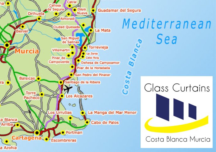 Glass Curtains Costa Blanca Murcia Map